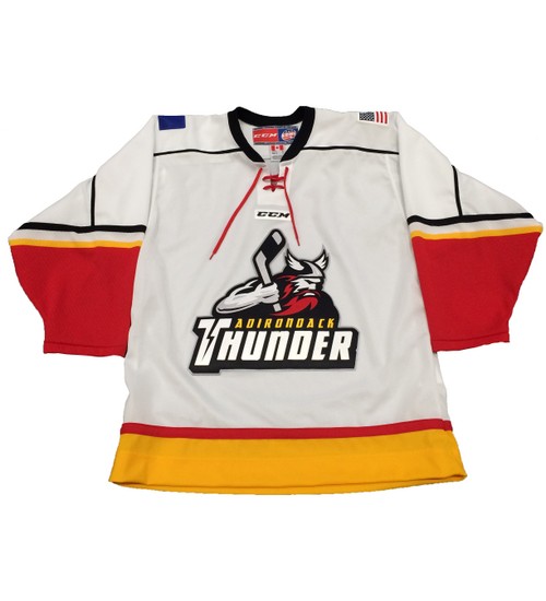 Custom ECHL Adirondack Thunder Home Jersey White